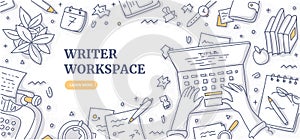 Writer Workspace Doodle Background Concept