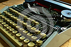 Writers block, Old typewriter on a antic wooden table