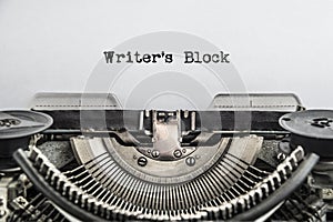 Writers Block typed text on a Vintage Typewriter photo