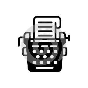 Black solid icon for Writers, amanuensis and typewriter