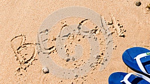 Writing beach on the sand