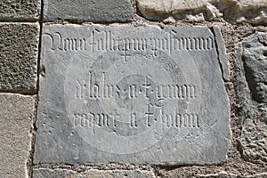 Writing in Bodrum Castle, Bodrum Town, Turkey