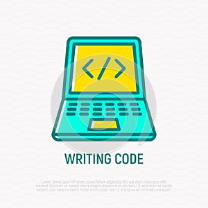 Writing code thin line icon
