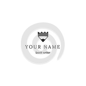 Writing, copywrite and publishing theme. Vector hand drawn logo template, a pencil tip with a crown.