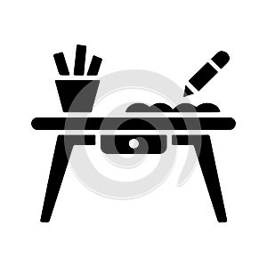 Writing Desk Solid Icon for Creative Setup
