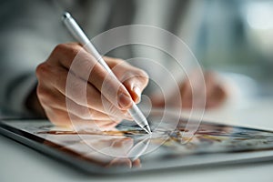 Writing on Digital Tablet Screen with Stylus Pen