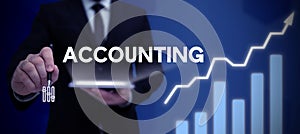 Writing displaying text Accounting. Business overview the act of getting bigger or better or of making something bigger