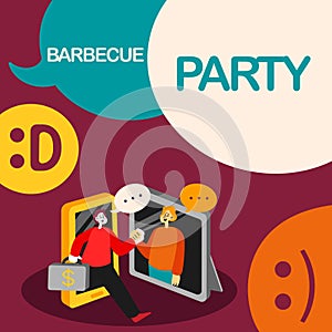 Writing displaying text Barbecue Party. Business concept outdoor party where food is cooked on a grill or over a fire