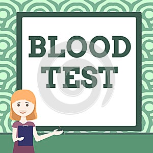 Writing displaying text Blood Test. Word Written on Extracted blood sample from an organism to perfom a laboratory