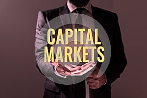 Writing displaying text Capital Markets. Internet Concept Allow businesses to raise funds by providing market security