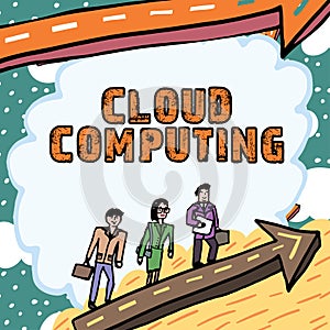 Writing displaying text Cloud Computing. Business overview storing and accessing data and programs over the Internet