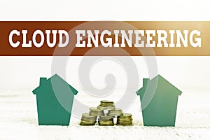 Text caption presenting Cloud Engineering. Internet Concept application of engineering disciplines to cloud computing