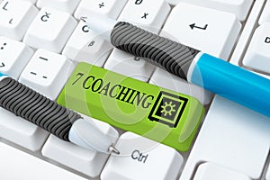 Writing displaying text 7 Coaching. Internet Concept Refers to a number of figures regarding business to be succesful photo