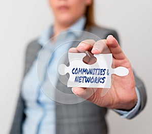 Writing displaying text Communities And Networks. Business overview Collaboration of Learnings and Practices of Members