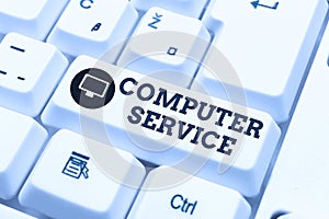 Writing displaying text Computer Service. Business idea computer time or service including data processing services