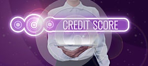 Writing displaying text Credit Score. Business overview Represent the creditworthiness of an individual Lenders rating