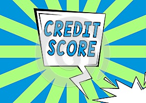 Writing displaying text Credit Score. Word for Represent the creditworthiness of an individual Lenders rating Blank