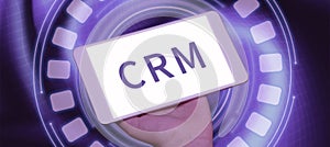 Writing displaying text Crm. Business approach manages all your company relationships and interactions with customers