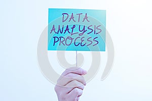 Text sign showing Data Analysis Process. Concept meaning build a dashboard and analyze with graphs and visualization