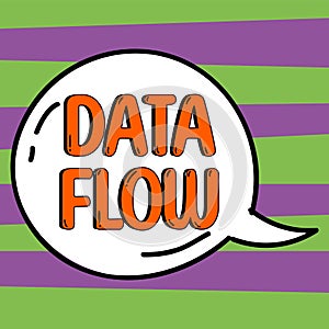 Handwriting text Data Flow. Business overview the movement of data through a system comprised of software