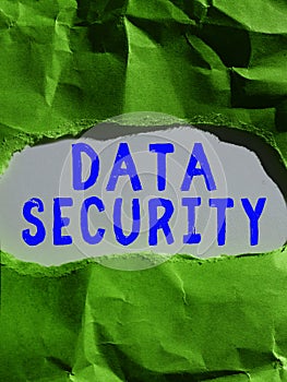 Writing displaying text Data Security. Word Written on Confidentiality Disk Encryption Backups Password Shielding