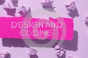 Writing displaying text Design And Coding. Word Written on HTML and programming, Cross platform development website