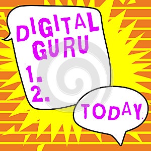 Writing displaying text Digital Guru. Business idea teacher and intellectual guide in matters of fundamental concern of