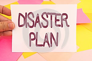 Writing displaying text Disaster Plan. Business showcase Respond to Emergency Preparedness Survival and First Aid Kit