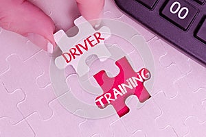 Writing displaying text Driver Training. Business concept prepares a new driver to obtain a driver s is license Building