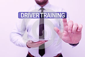 Writing displaying text Driver Training. Concept meaning prepares a new driver to obtain a driver s is license