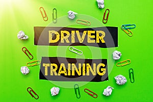 Writing displaying text Driver Training. Internet Concept prepares a new driver to obtain a driver s is license Forming