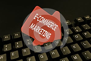 Writing displaying text E Commerce Marketing. Business idea business that sells product or service electronically