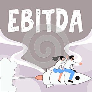 Writing displaying text Ebitda. Concept meaning Earnings before tax is measured to evaluate company performance