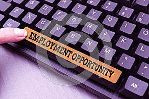 Writing displaying text Employment Opportunity. Business approach no Discrimination against Applicant Equal Policy