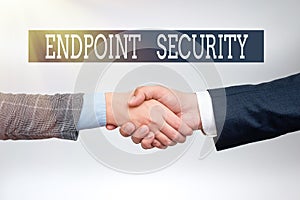 Writing displaying text Endpoint Security. Concept meaning the methodology of protecting the corporate network Two