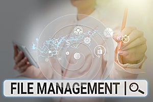 Text showing inspiration File Management. Business overview computer program that provides user interface to manage data