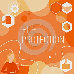 Writing displaying text File Protection. Concept meaning Preventing accidental erasing of data using storage medium