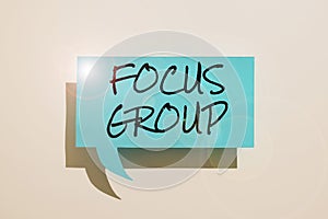 Writing displaying text Focus Group. Business showcase showing assembled to participate in discussion about something