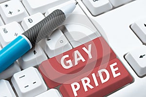 Writing displaying text Gay Pride. Word Written on Dignity of an idividual that belongs to either a man or woman