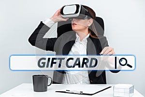 Writing displaying text Gift Card. Business idea A present usually made of paper that contains your message