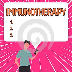 Writing displaying text Immunotherapy. Business approach treatment or prevention of disease that involves enhancement of