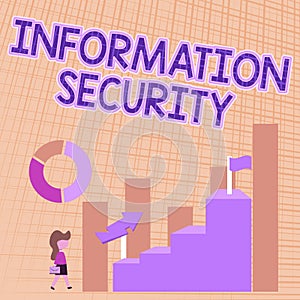 Writing displaying text Information Security. Word Written on being protected against the illegal use of information