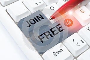 Writing displaying text Join Free. Business showcase the act or an instance of joining a group or organization