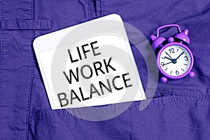 Writing displaying text Life Work Balance. Word for stability person needs between his job and personal time