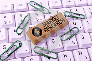 Writing displaying text Market Research. Conceptual photo The acttion of gathering information about consumers Abstract