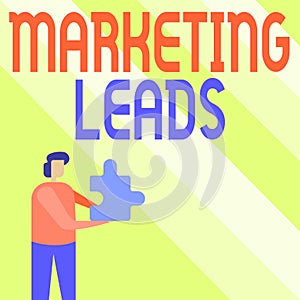 Writing displaying text Marketing Leads. Conceptual photo person who shows interest in the brand or products Business