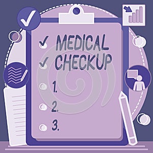 Writing displaying text Medical Check Up. Conceptual photo Thorough physical examination to test state of health