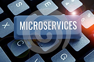 Inspiration showing sign Microservices. Conceptual photo Software development technique Building single function module