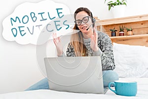Writing displaying text Mobile Devices. Business overview A portable computing device like smartphone tablet computer
