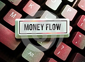 Writing displaying text Money Flow. Business idea the increase or decrease in the amount of money a business